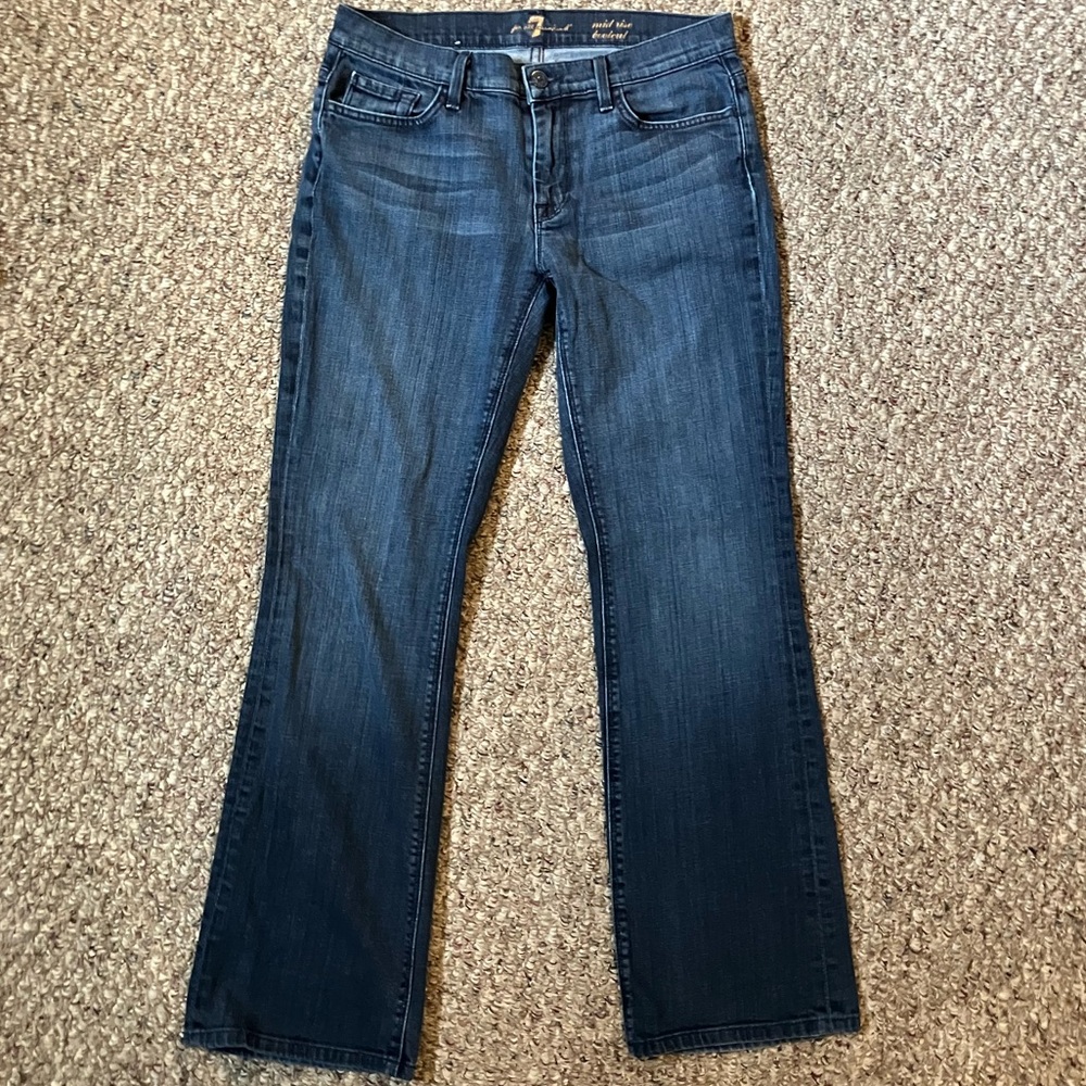 Womens Bootcut Jeans Mid Rise Stretch Dark Blue 7 For All Mankind W29 L29